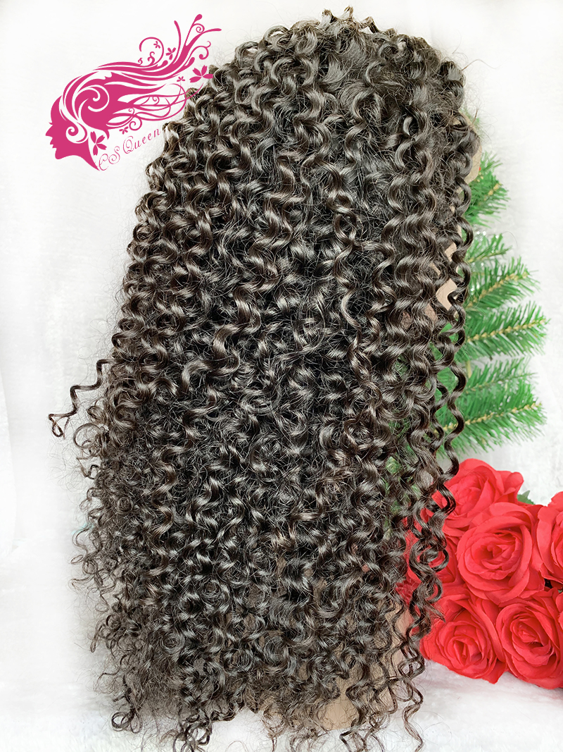 Csqueen Mink hair Jerry Curly 13*4 Transparent Lace Frontal Wig 100% human hair Wigs 130%density